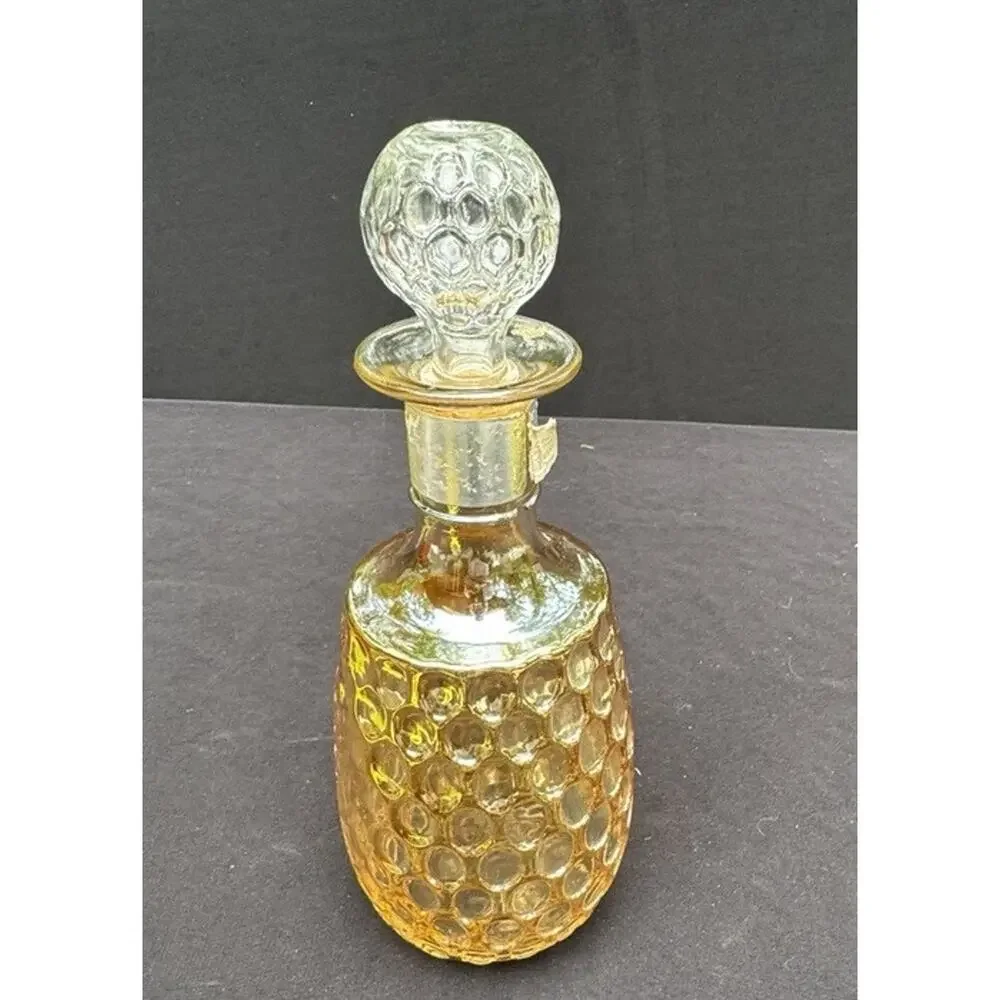 Vtg OLD FORESTER Whiskey Glass Decanter Marigold Iridescent 10.5 Thumbprint A77